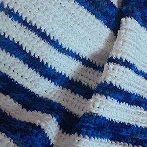 White and Blue Baby Blanket. Super soft